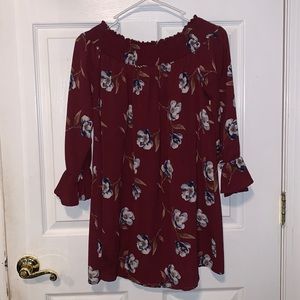 Small Burgundy Mini Floral Dress